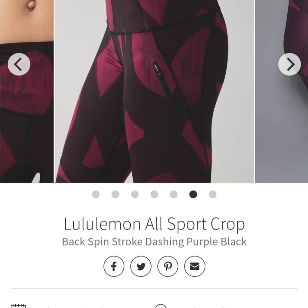 Lululemon All Sport Crop Back Spin Stroke Dashing Purple Black Leggings 2 Yoga